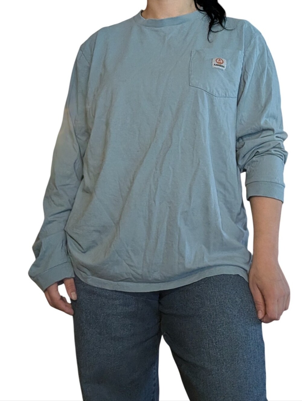 Men's Long Sleeve Pocket Tee - Blue